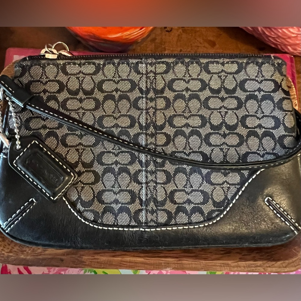 Coach Signature Jacquard Leather Soho Wristlet Clutch